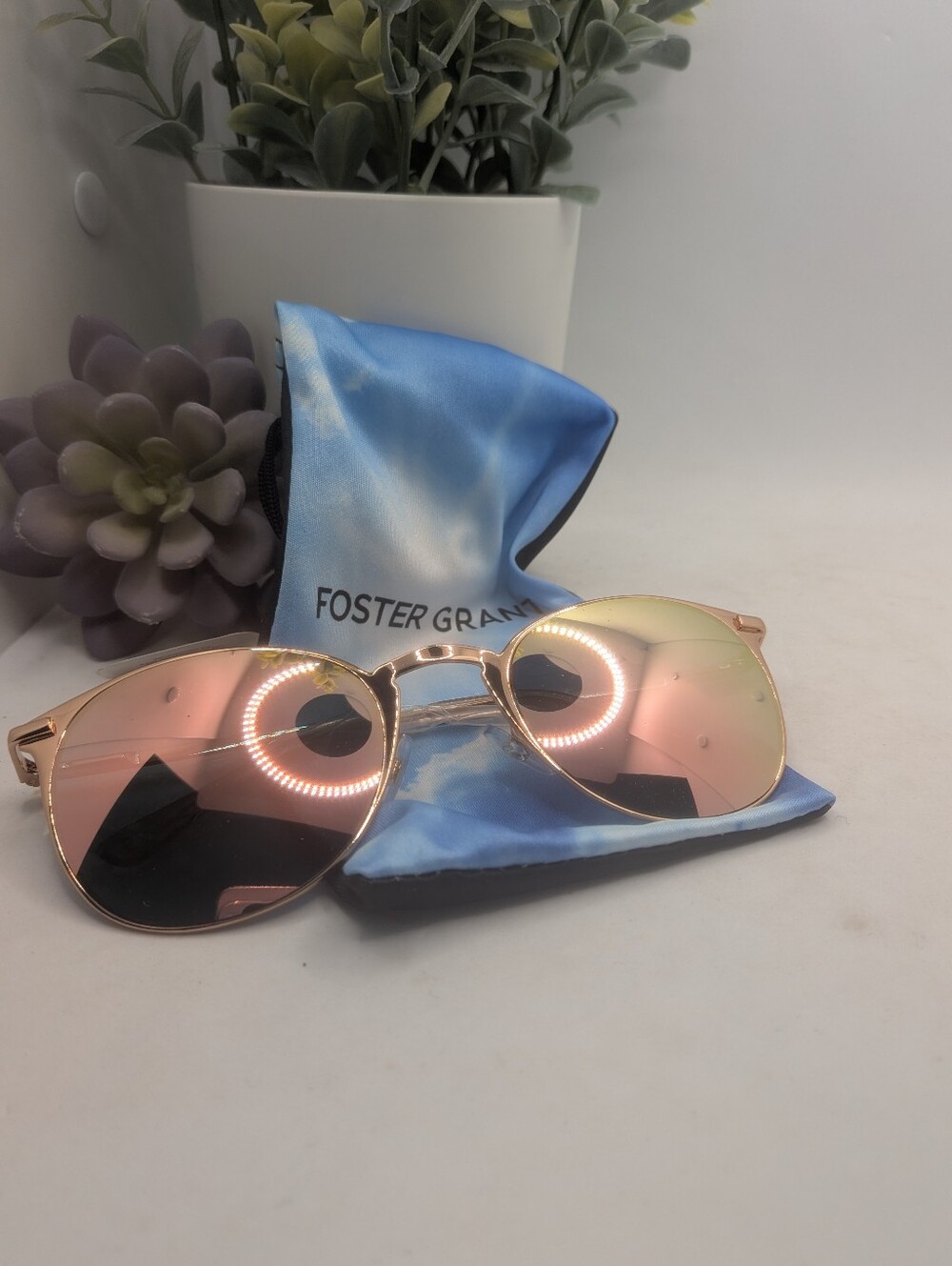 Foster Grant New Rose Gold Mirrored Women's Sunglasses